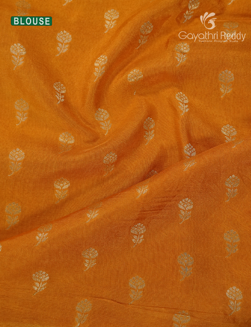 Semi Mysore Crepe Saree in Deep Violet and Yellow