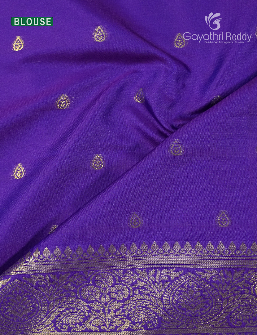Semi Kanchipuran Silk Saree in Deep Purple and  Silver