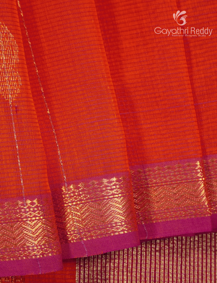 Pure Chanderi Sico Saree in Orange