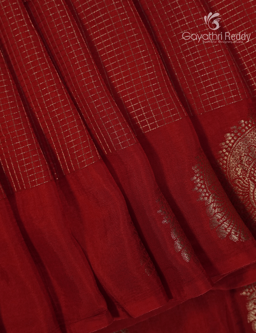 Semi Mysore Crepe Saree in Red