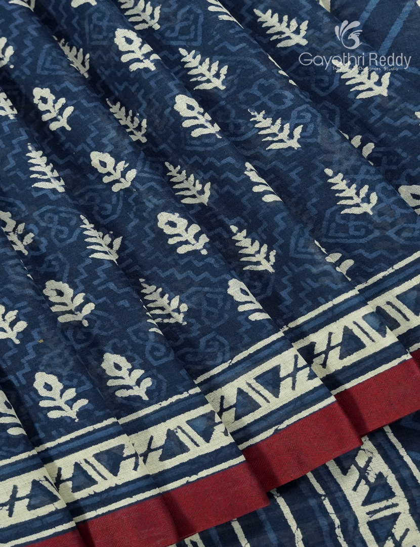 Vidharbha Cotton Saree in IIndigo Blue
