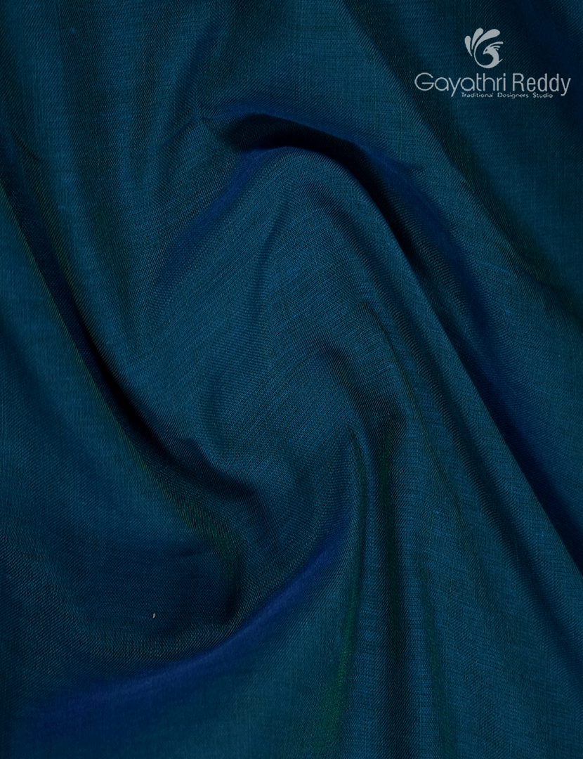 Pure Narayanpet Cotton Saree in Peacock blue