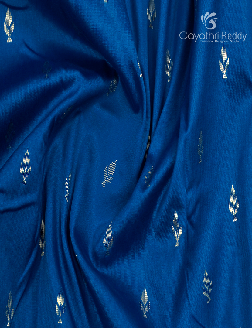 Semi Banaras Katan Silk Saree in Blue and Red