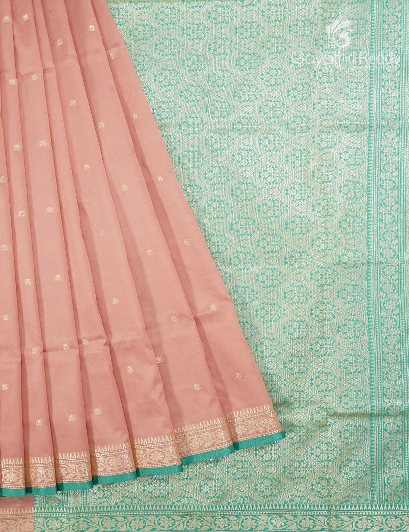Semi Katan Silk Saree in Pastel Peach Pink