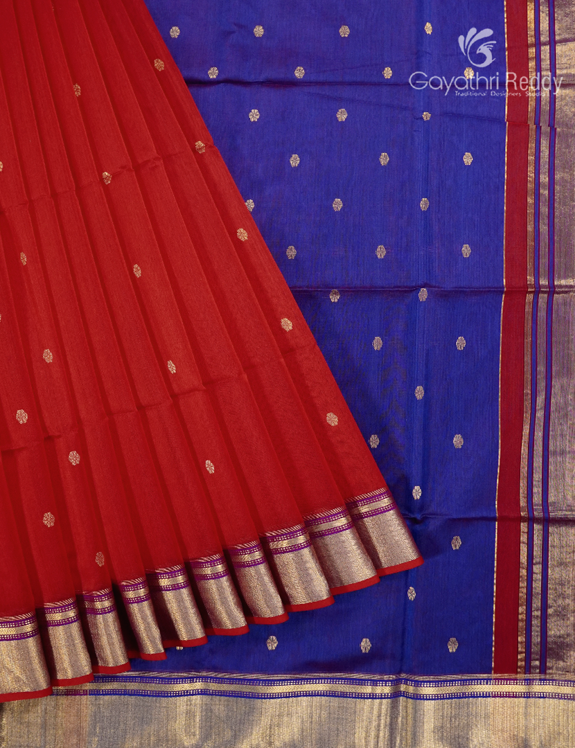 Pure Chanderi Sico Saree in Rani Pink and Royal blue