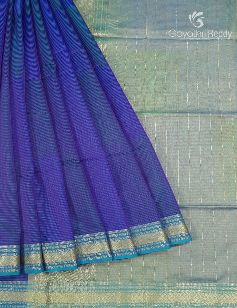Pure Chanderi Sico Saree in Cobalt Blue