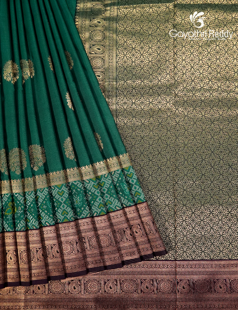 Semi Kanchipuram Art Silk Saree in Bottle Green