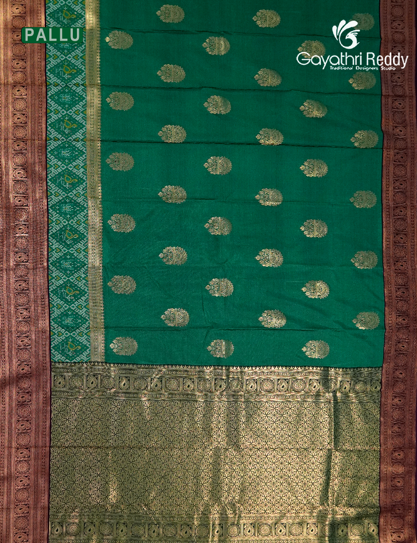 Semi Kanchipuram Art Silk Saree in Bottle Green