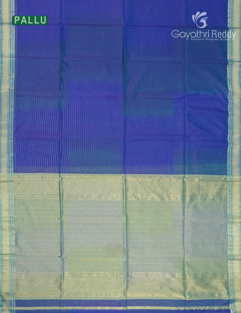 Pure Chanderi Sico Saree in Cobalt Blue