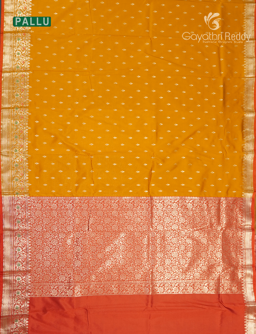 Semi Banaras Katan Silk Saree in Turmeric