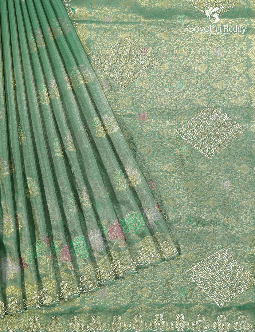 Semi Kanchipuram Silk Fancy Saree in Sea Foam Green