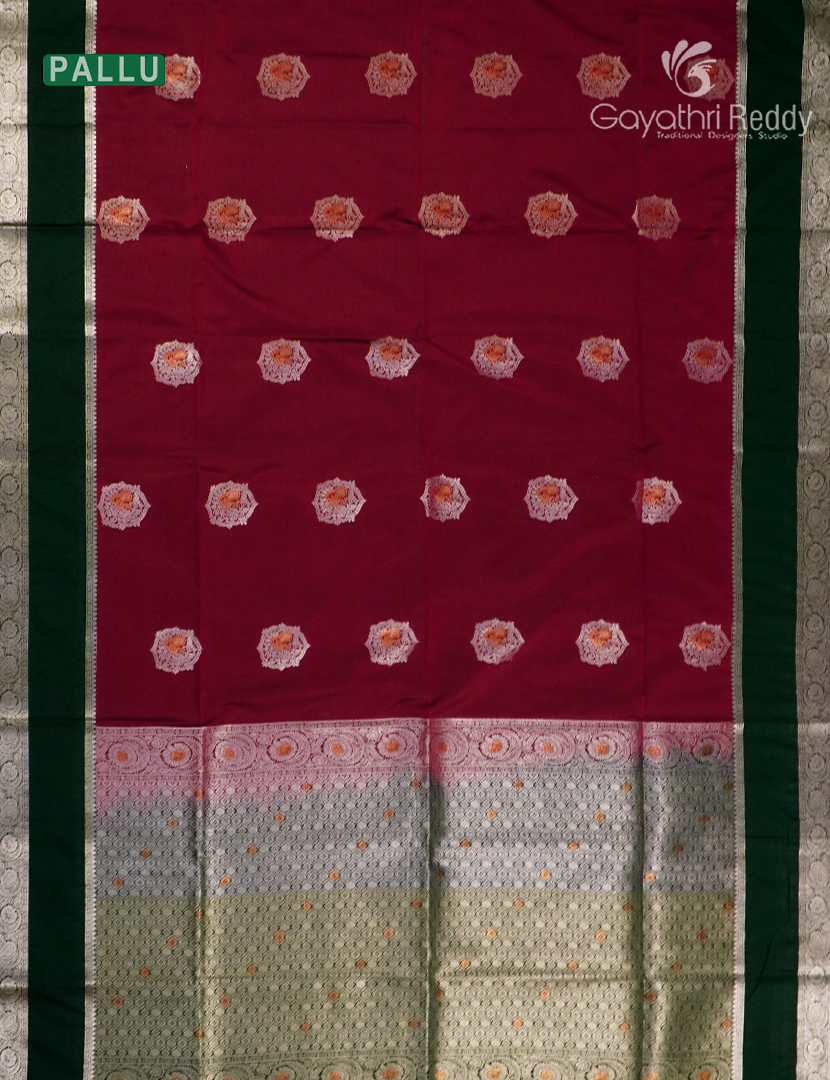Soft Silk Saree in Deep Maroon and Deep Green