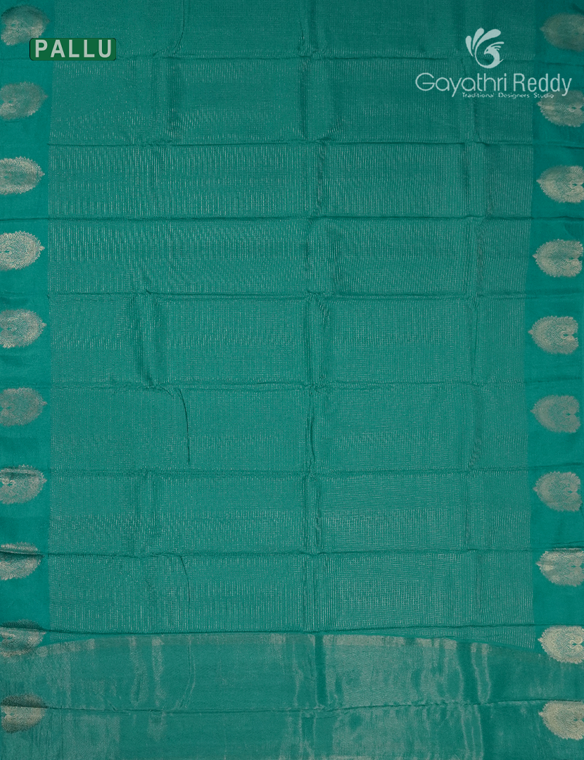 Semi Mysore Crepe Saree in Peaock Green