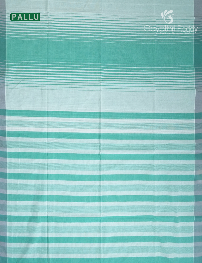 Pure Handloom Cotton Saree in Aqua Blue