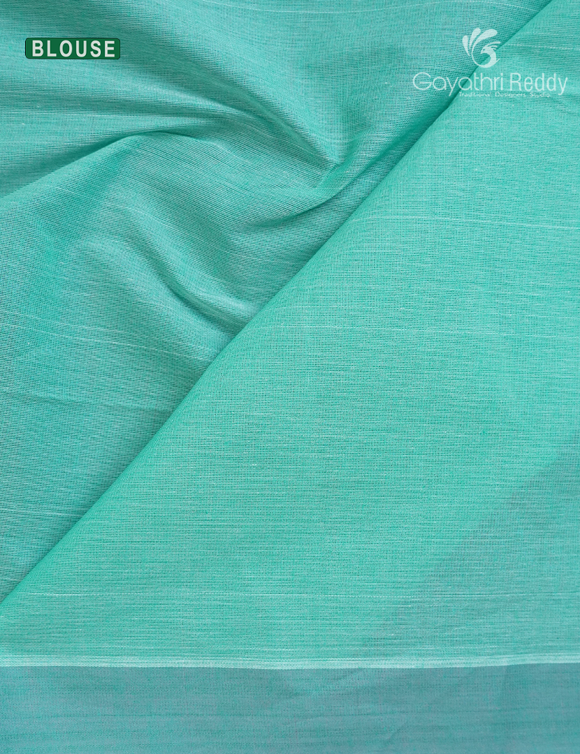 Pure Handloom Cotton Saree in Aqua Blue
