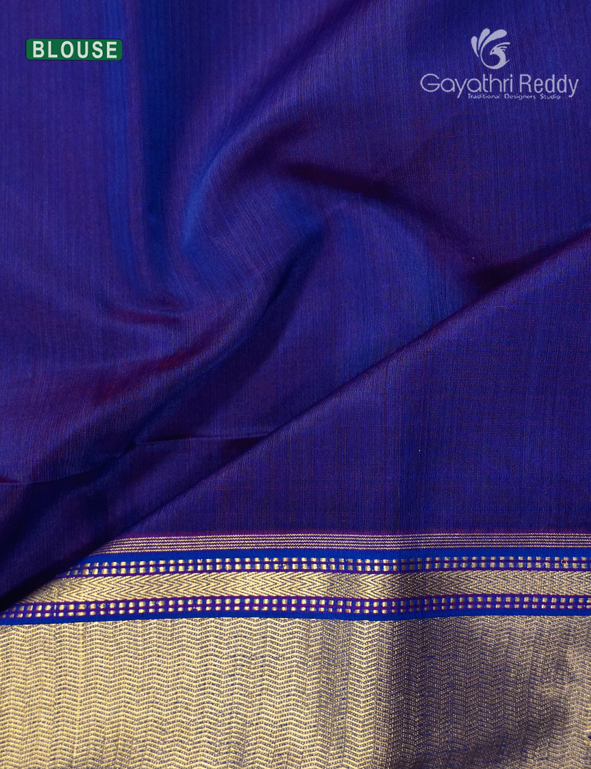 Pure Chanderi Sico Saree in Rani Pink and Royal blue