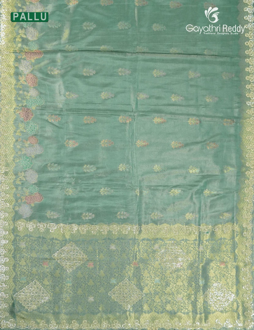 Semi Kanchipuram Silk Fancy Saree in Sea Foam Green