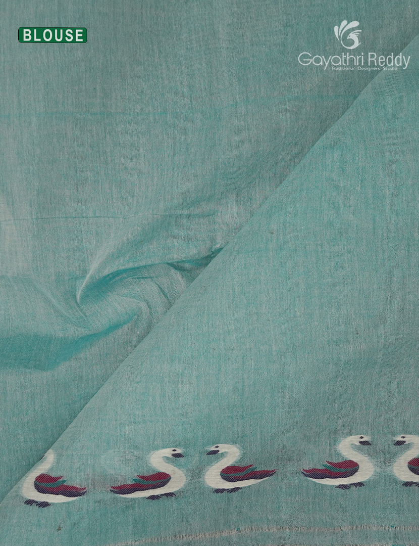 Jamdani Cotton Saree in Sea  Blue