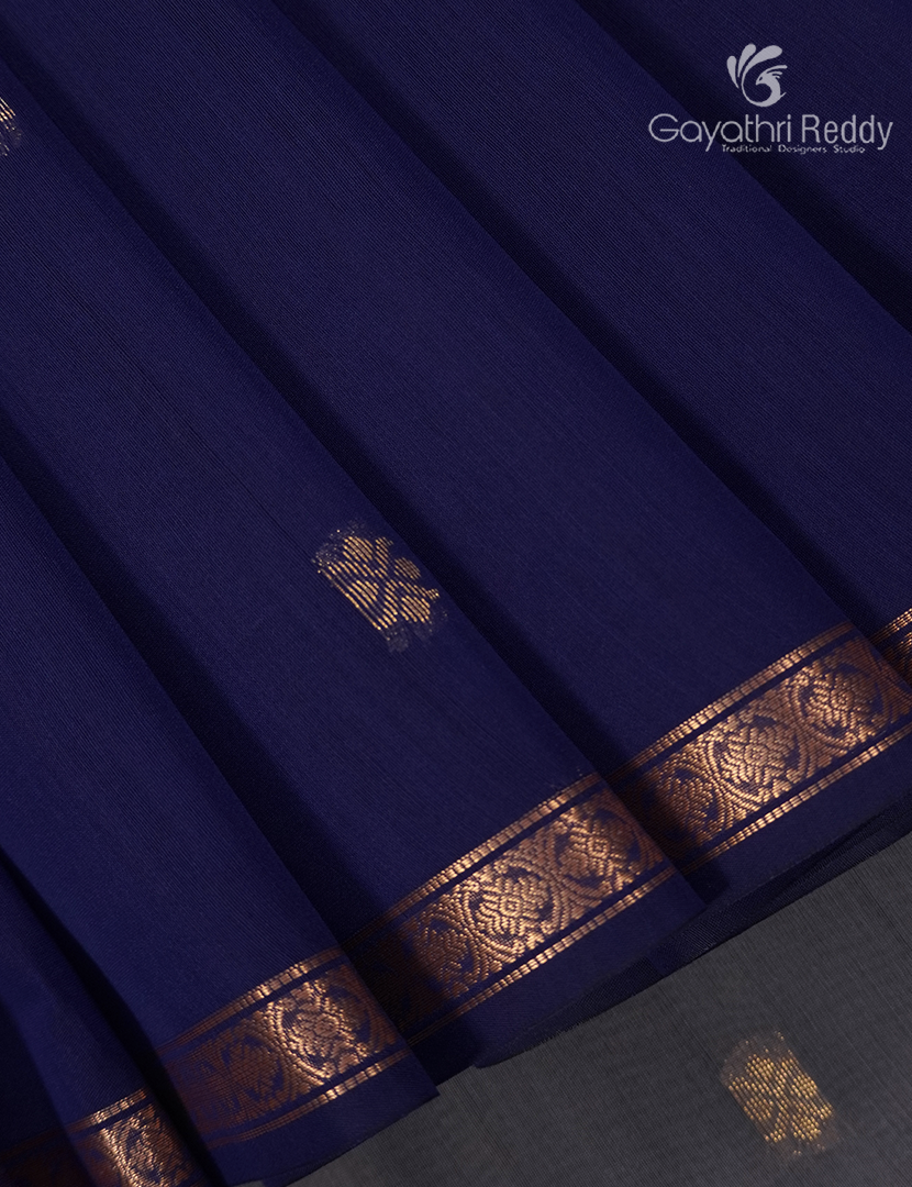 Kanchipuram Sico Saree in  Navy Blue and Grey