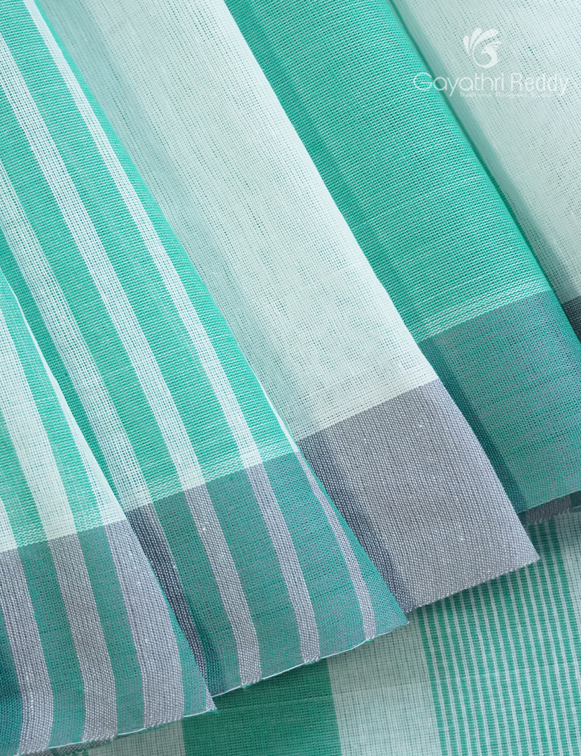 Pure Handloom Cotton Saree in Aqua Blue