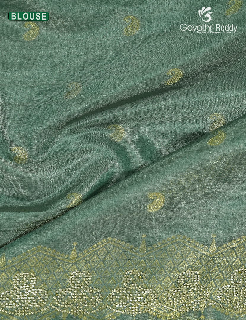 Semi Kanchipuram Silk Fancy Saree in Sea Foam Green