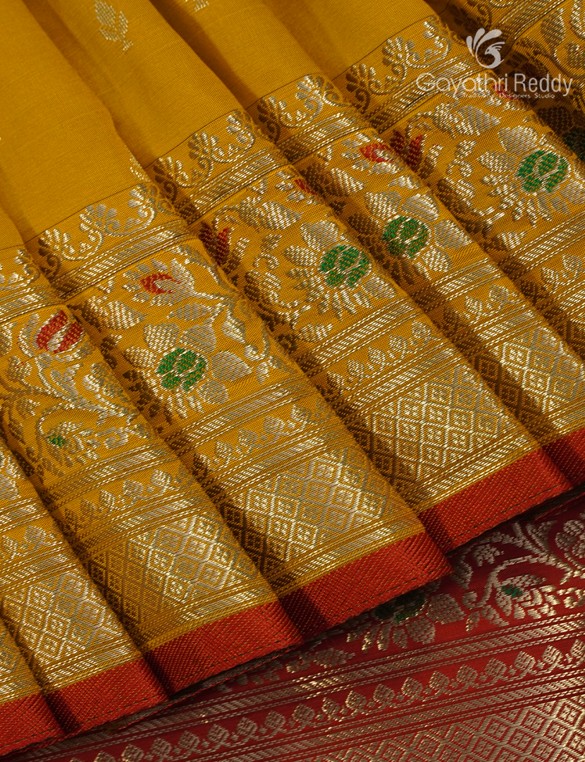 Semi Banaras Katan Silk Saree in Turmeric