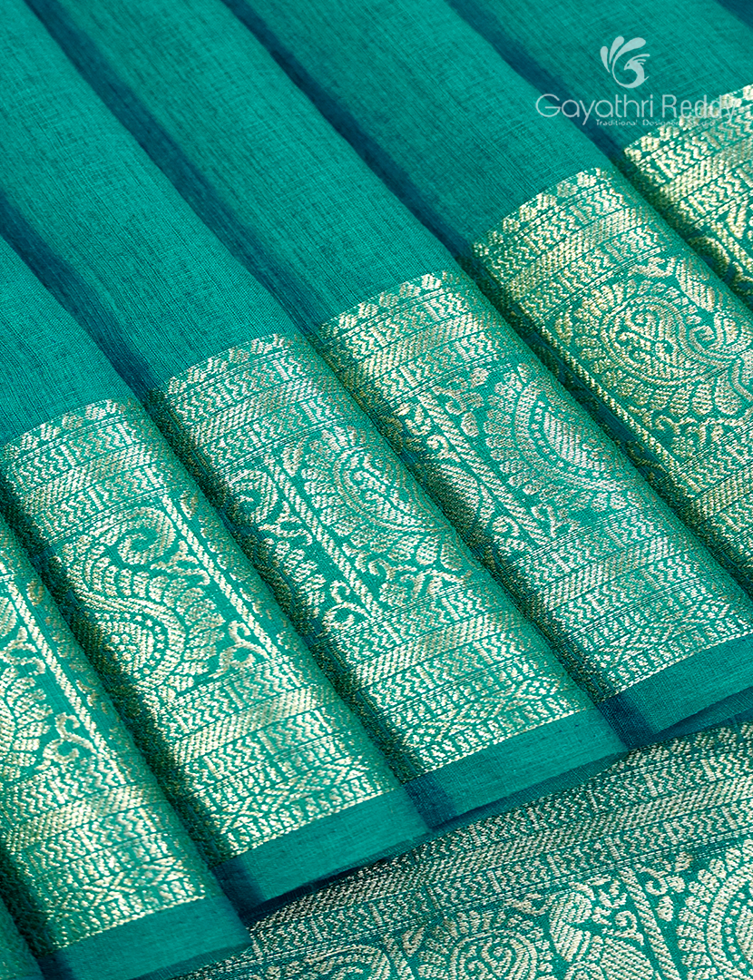 Semi Tussar Saree in Rama Green