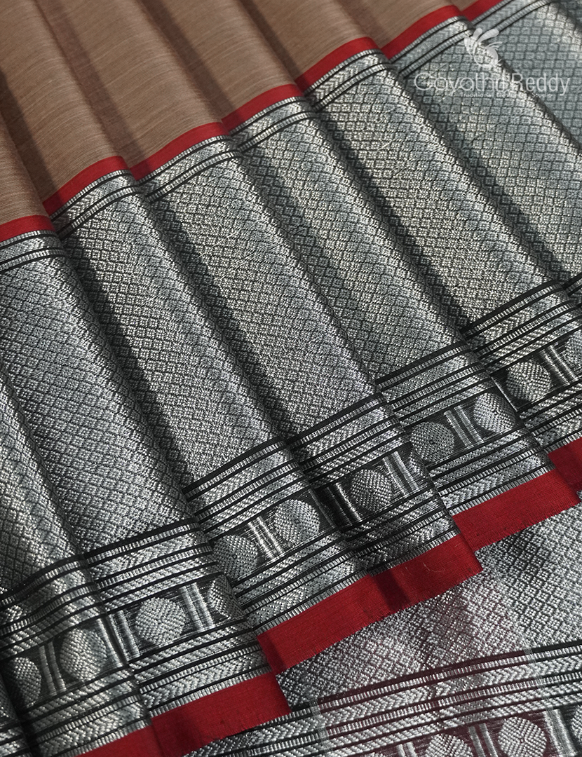 Pure Narayanpet Cotton Saree in Deep Beige