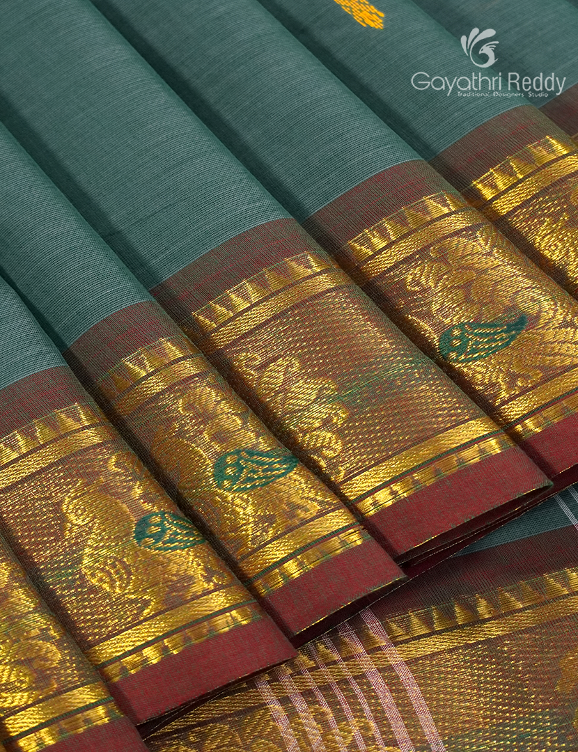 Pure Handloom Cotton Saree in Elephant Grey