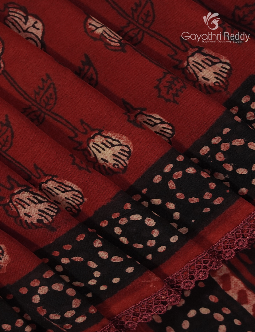 Pure Modal Silk Fancy Saree in Rust Red