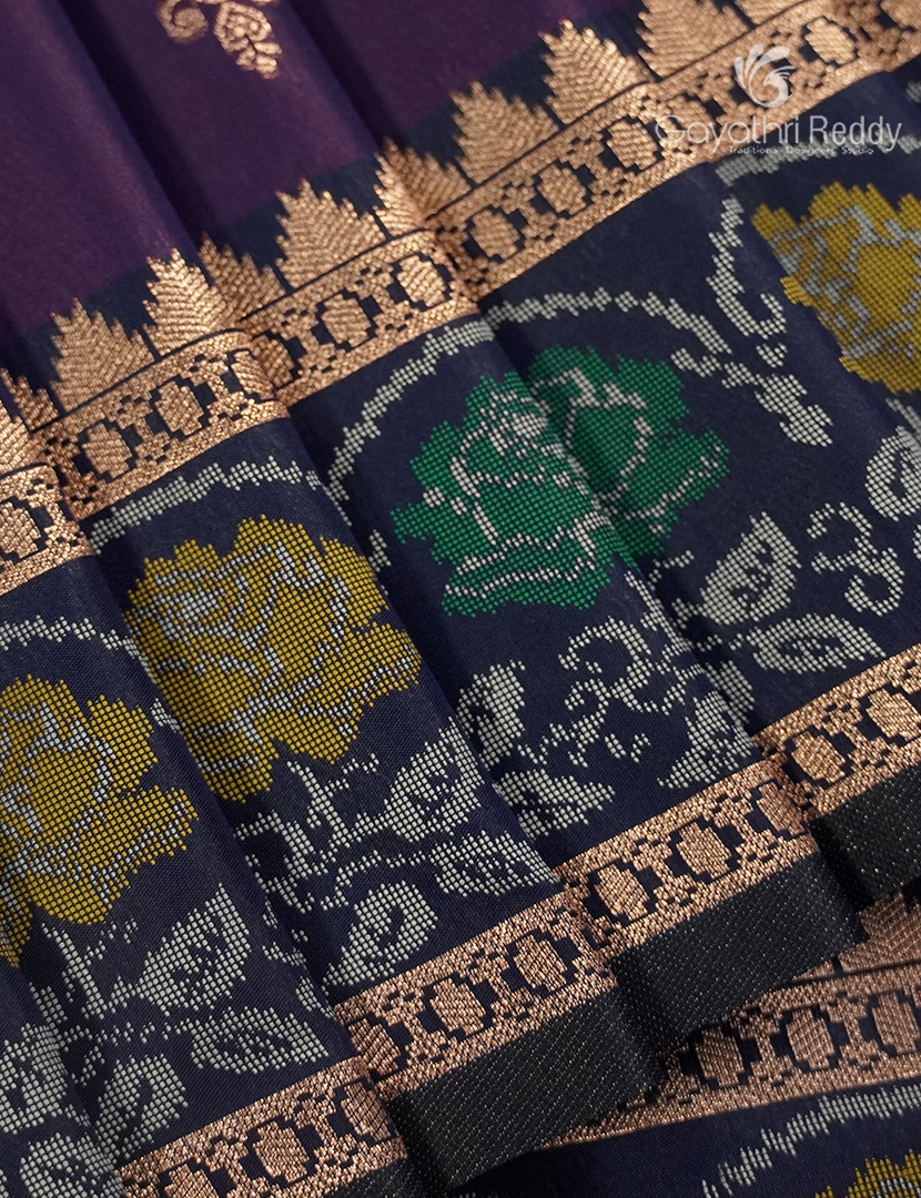 Semi Kanchipuram Art Silk Saree in Deep Violet