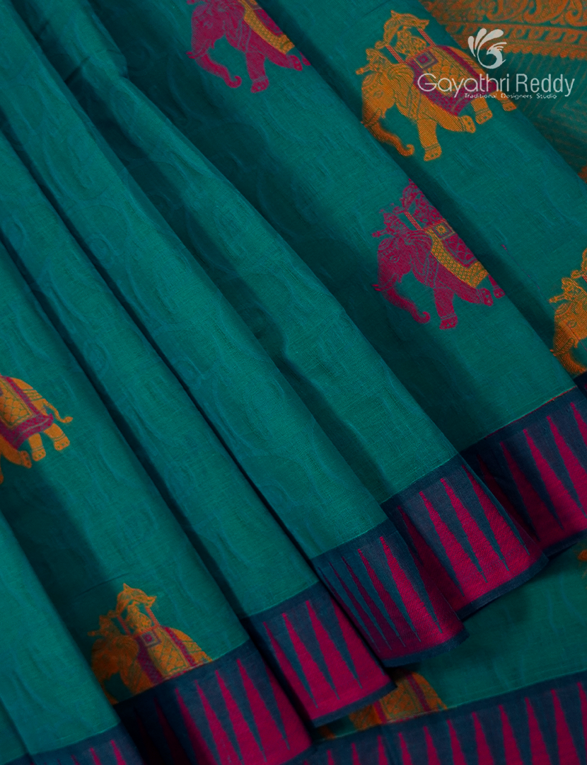 Pure Kanchi Cotton Saree in Sea Green