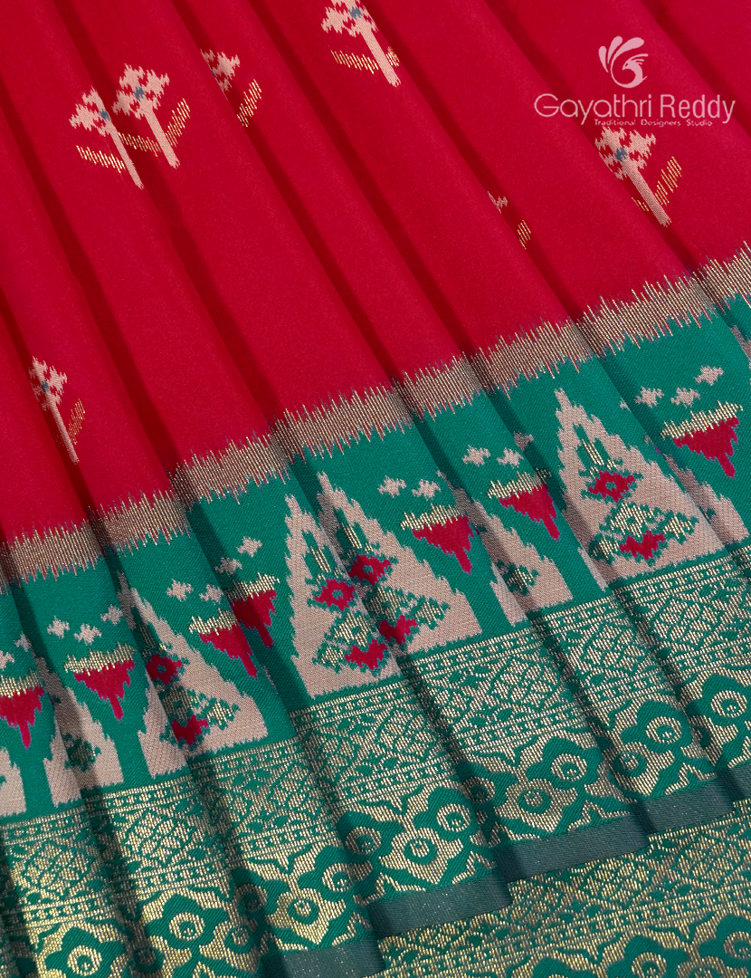 Semi Kanchipuram Art  Silk Saree in Rani Pink and Deep Rama Green