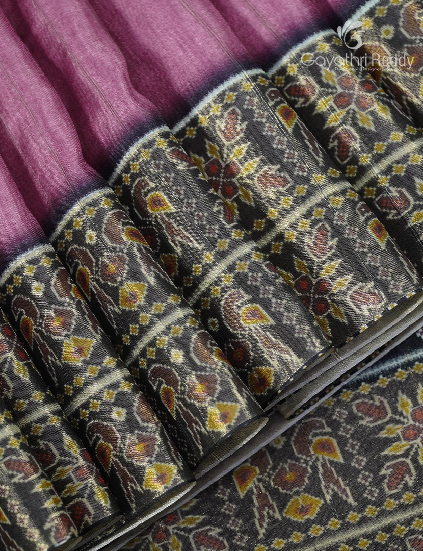 Semi Tussar Saree in Onion Pink and Ash Grey