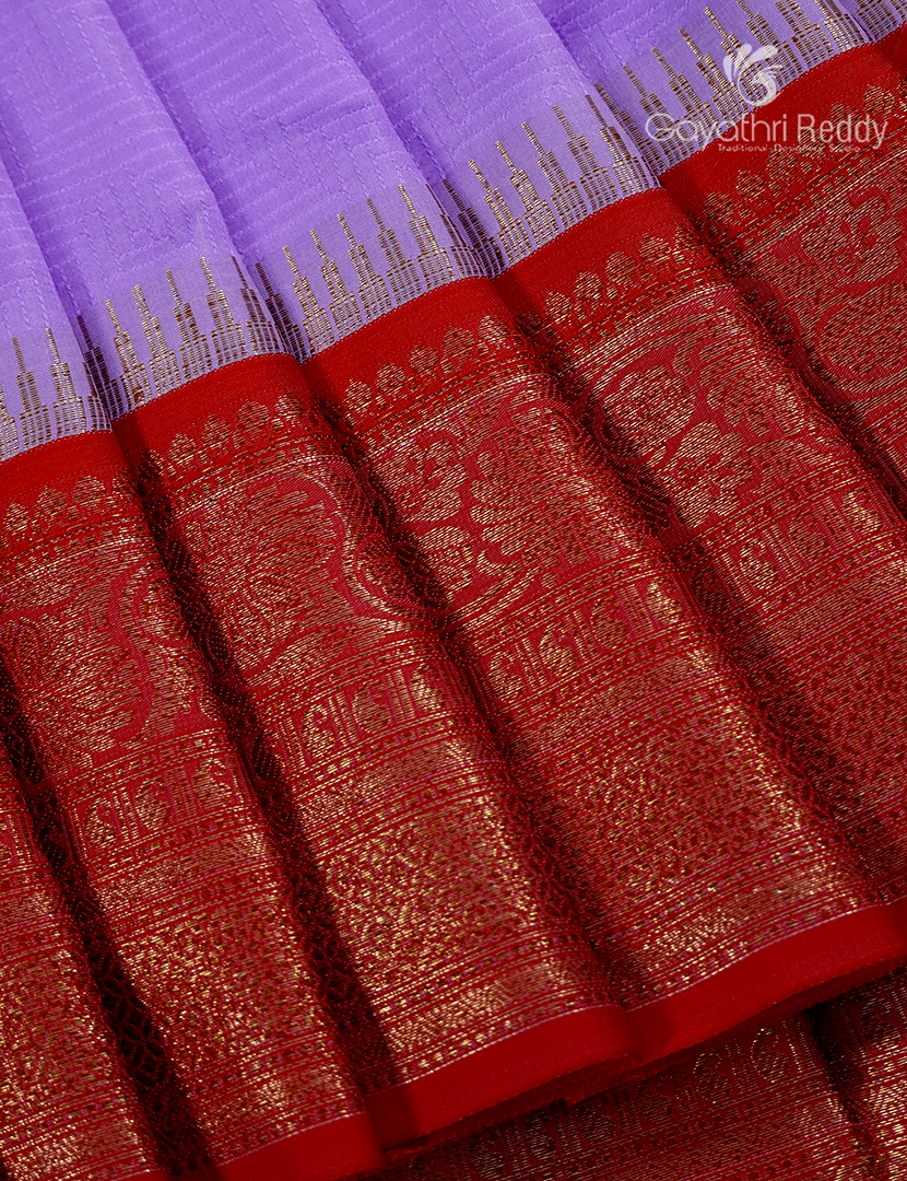 Semi Katan Silk Saree in Lavender and Red
