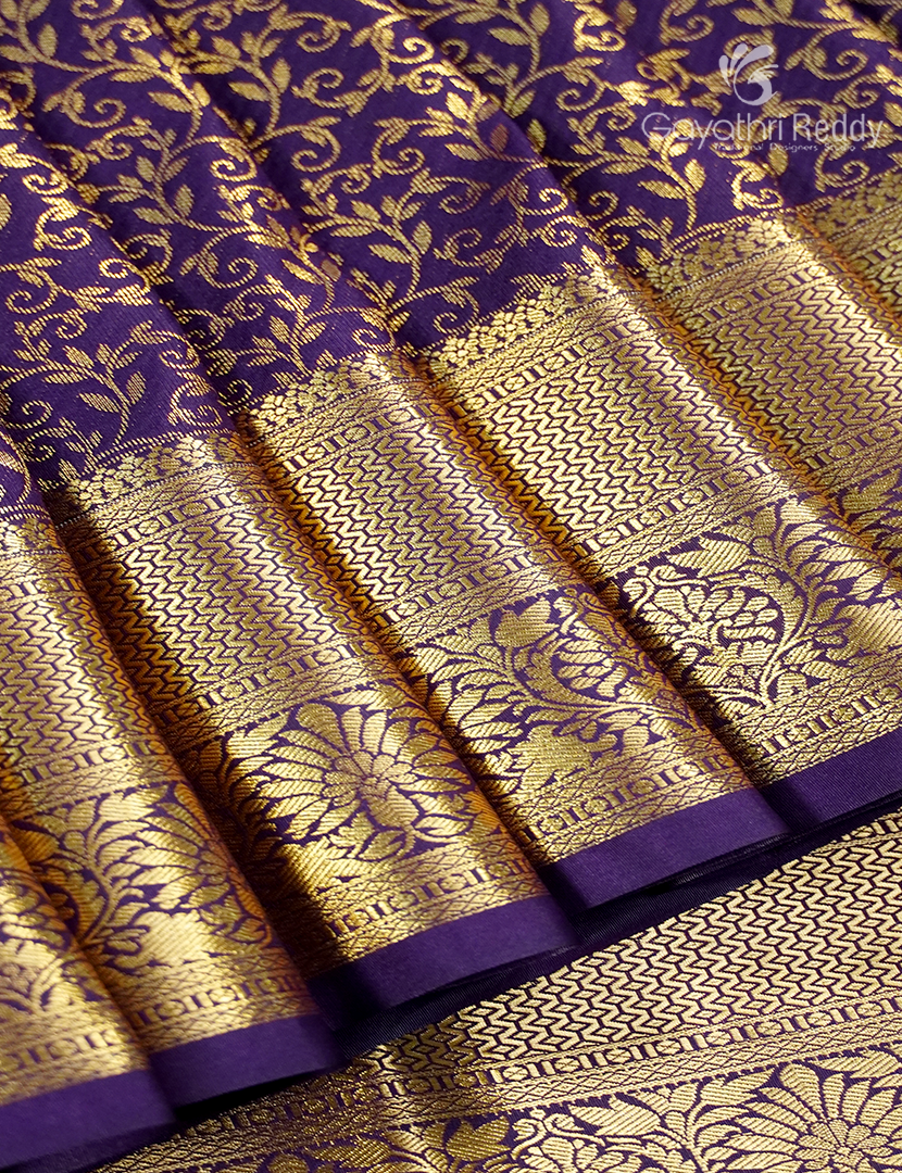 Semi Kanchipuram Silk Saree in Deep Purple
