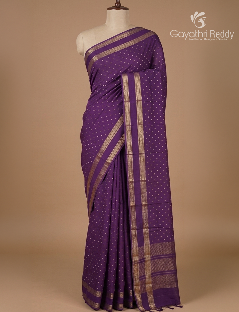 Semi Mysore Crepe Saree in Purple