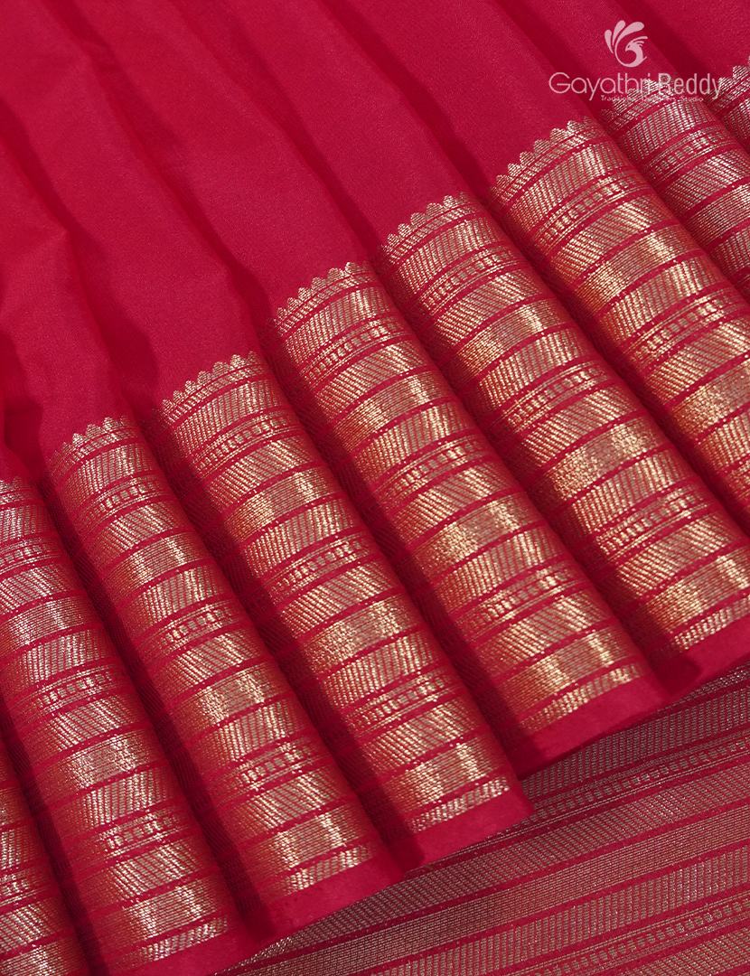 Semi Mysore Crepe Saree in Rani Pink