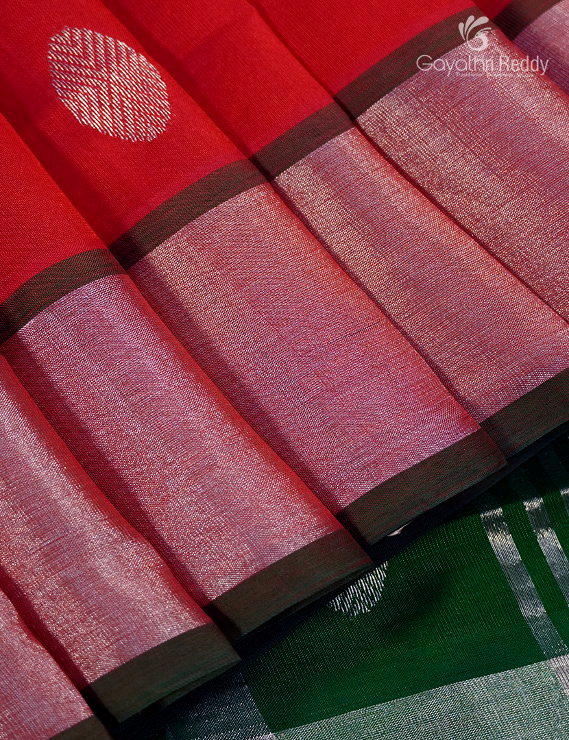 Pure Arani Sico Saree in Peach Pink and Mango Green
