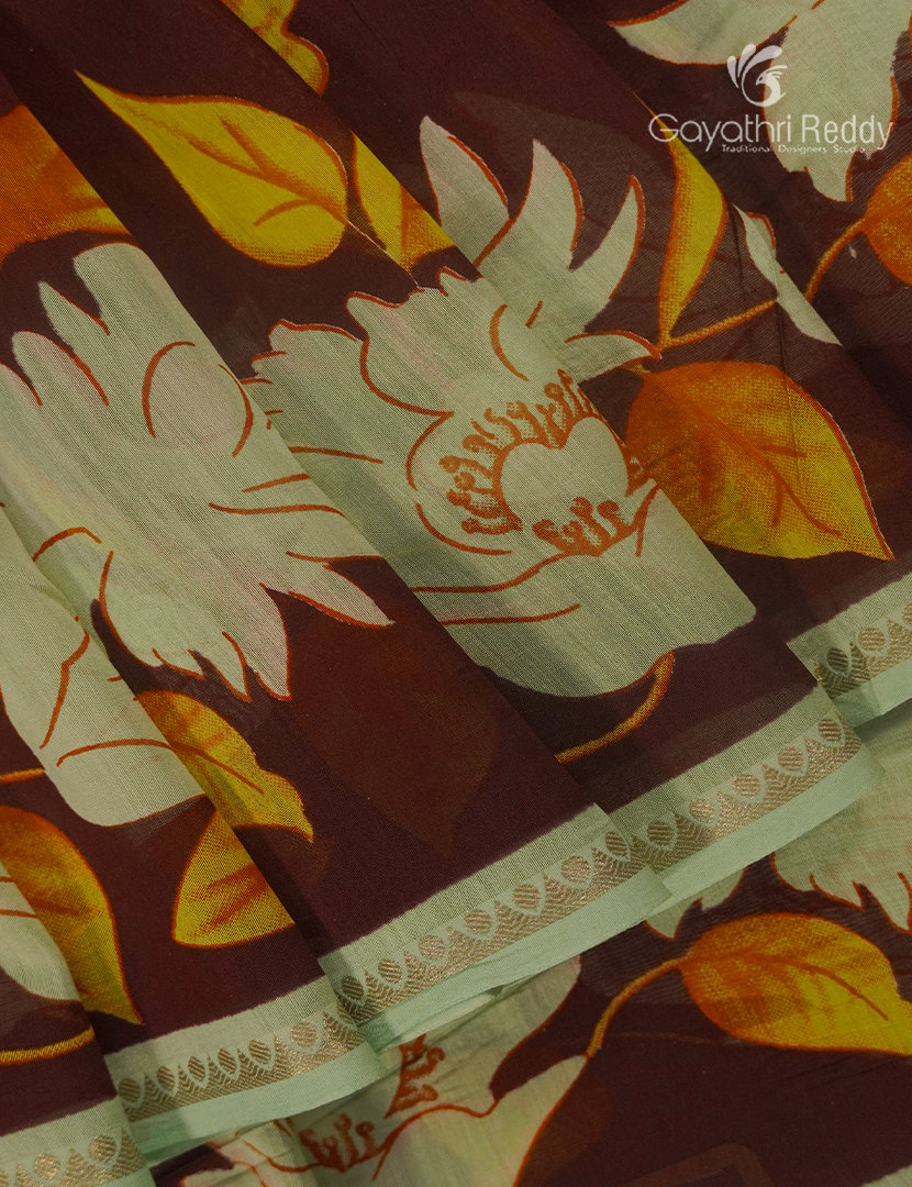 Pure Maheshwari Silk Saree in Brown