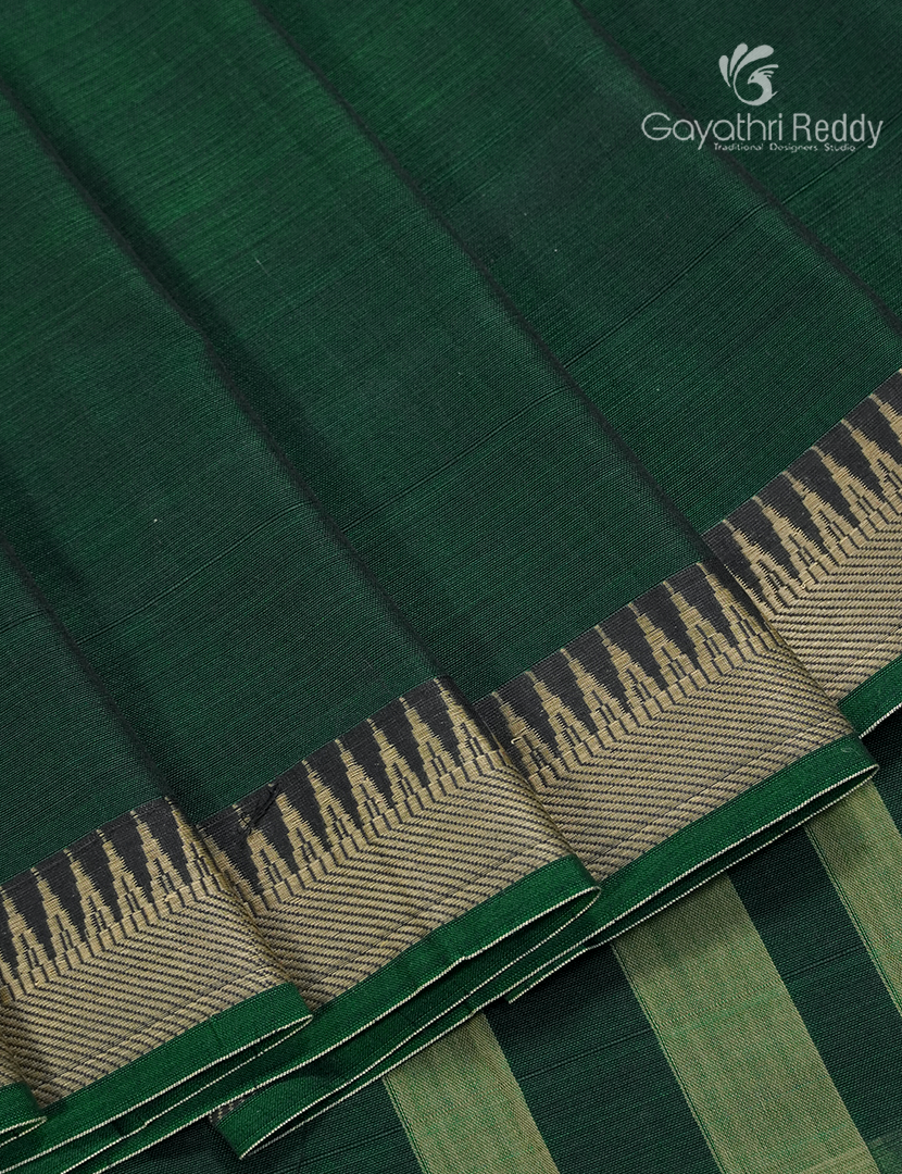 Pure Narayanpet Cotton Saree in Bottle Green