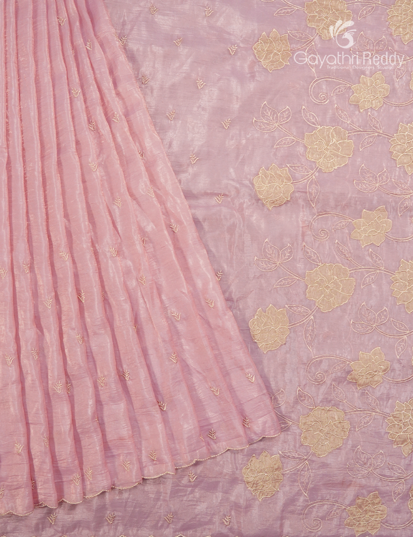 Glass Organza Saree in Pastel Peach