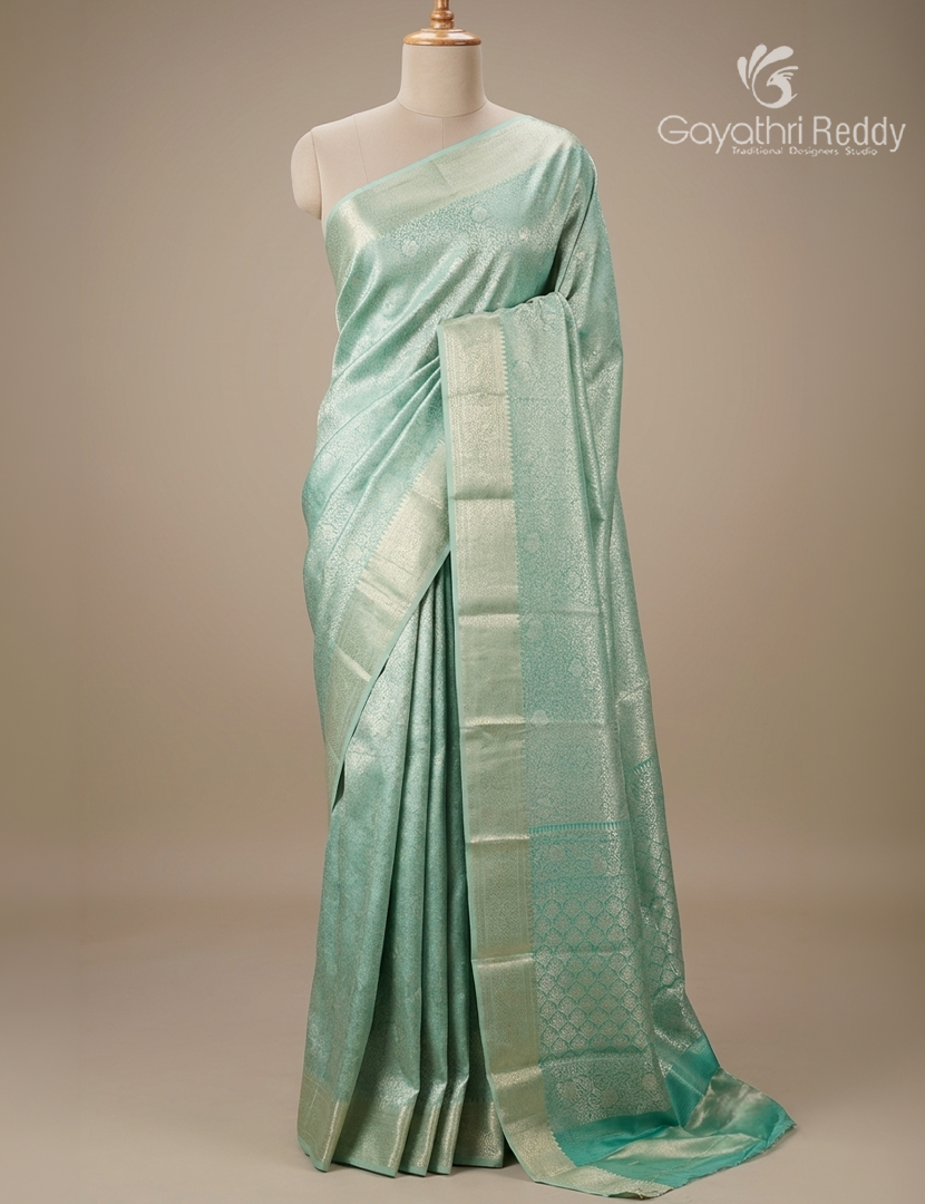 Semi Kanchipuram Art Silk Saree in Mint Green