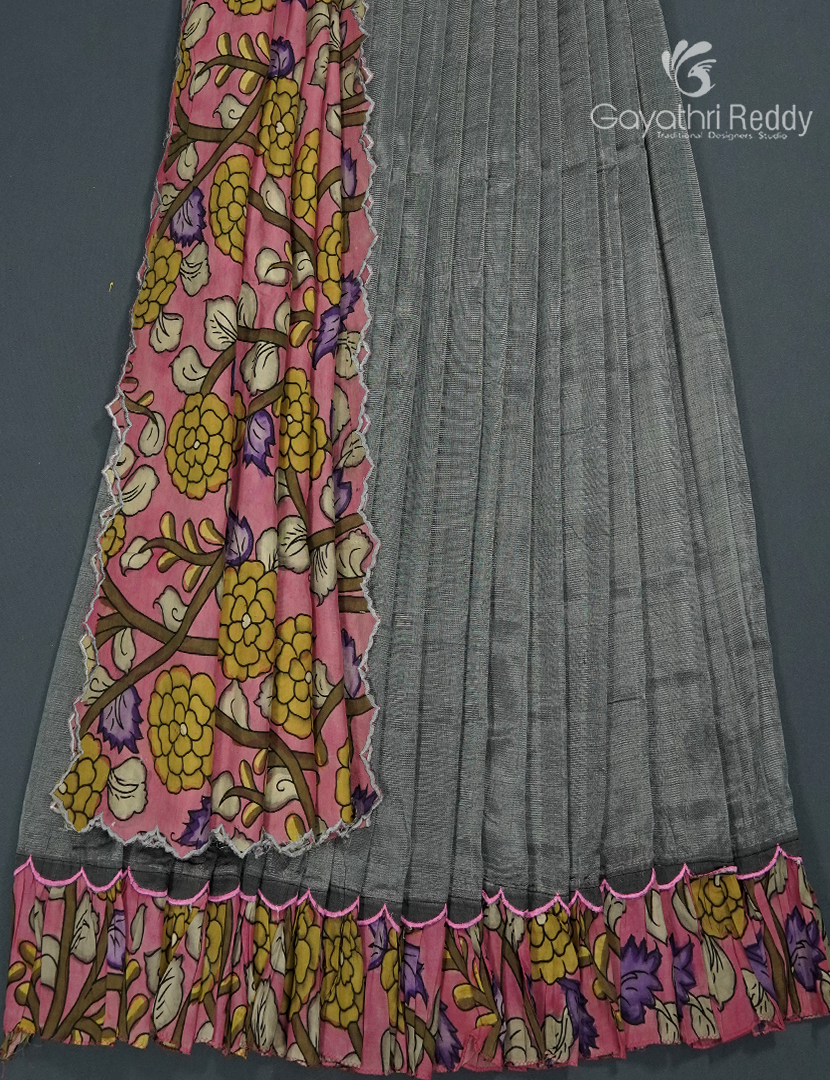 Pure Mangalagiri Langa Voni Set in Ash Grey