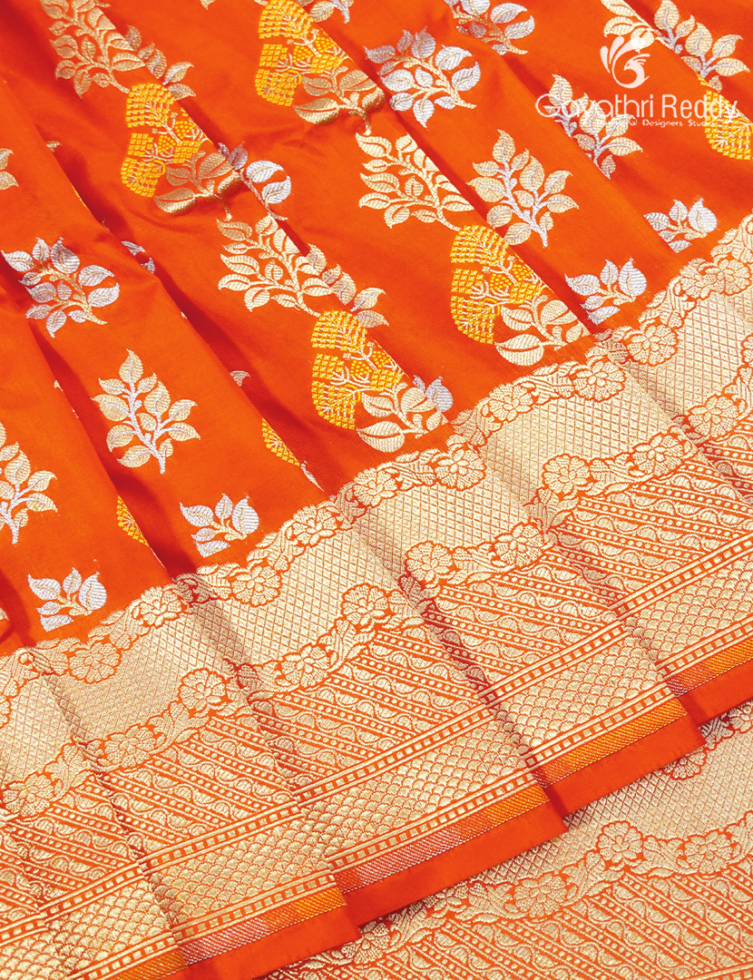 Pure Banaras Katan Silk Saree in Orange