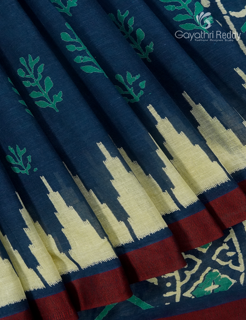 Vidharbha Cotton Saree in Indigo Blue