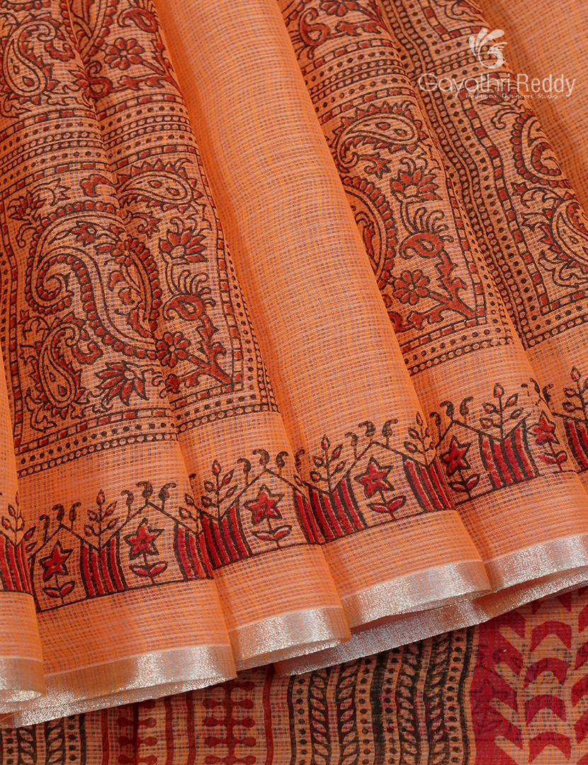 Kota Printed Saree in Peach