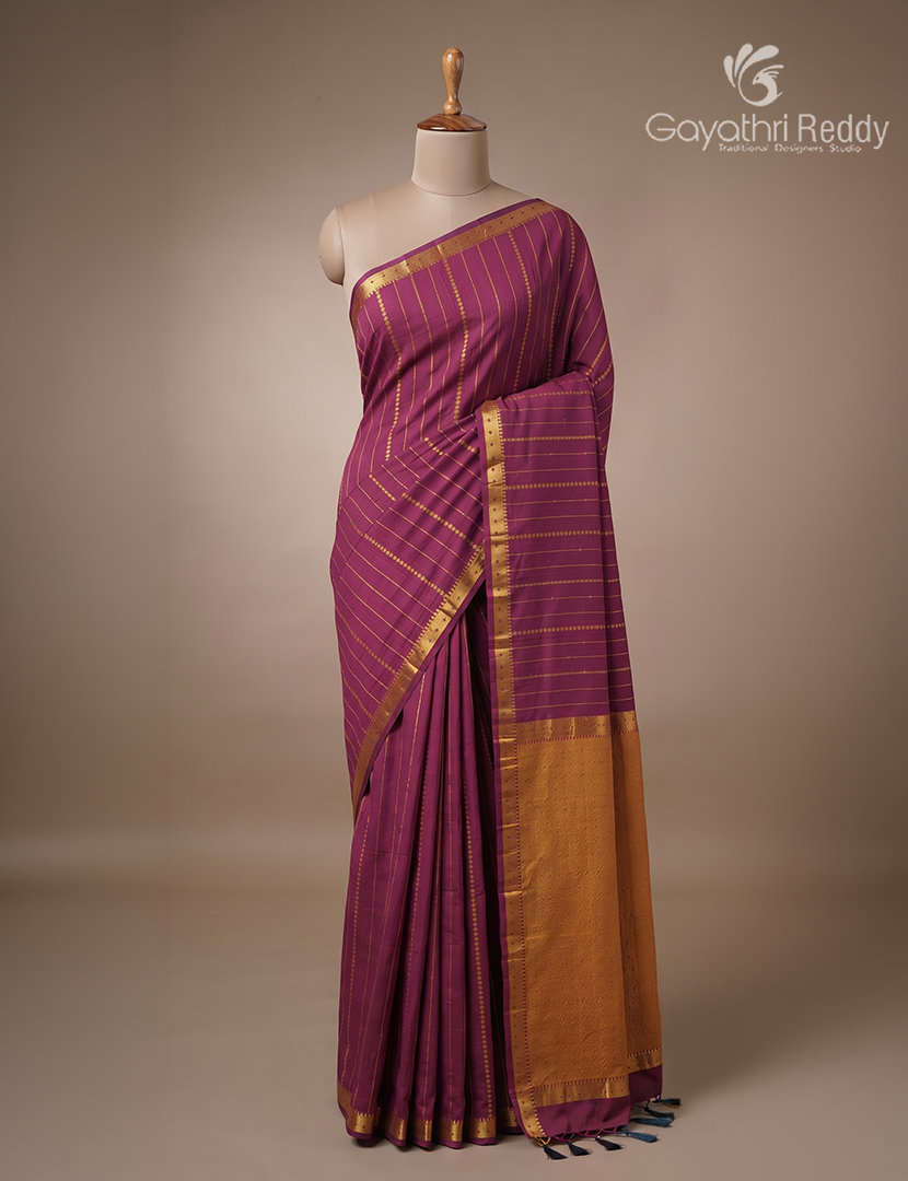 Pure Kanchi Cotton Saree in Deep Magenta