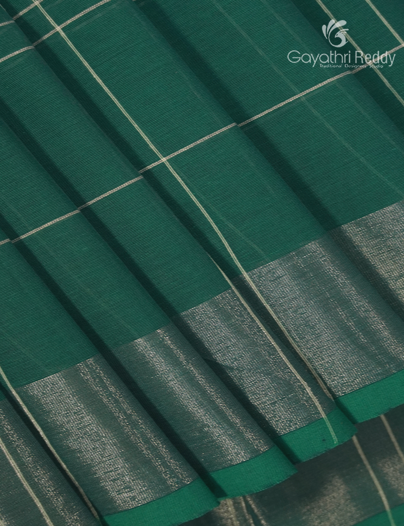 Pure Kanchi Cotton Saree in Rama Green