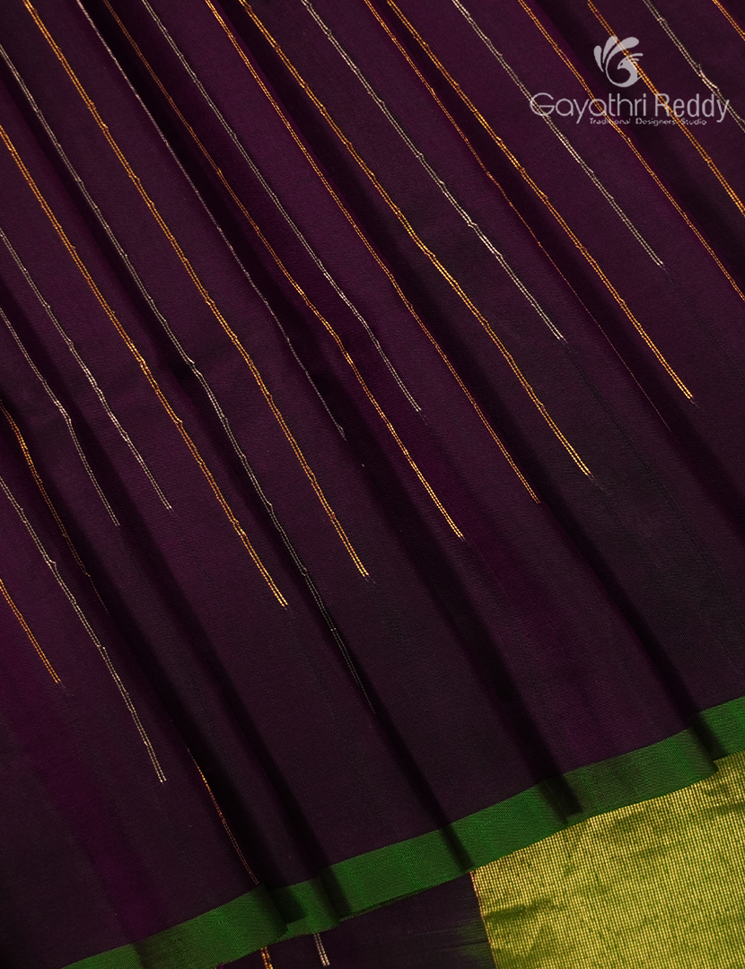 Pure Uppada Silk Saree in Deep Jamun and Parrot Green
